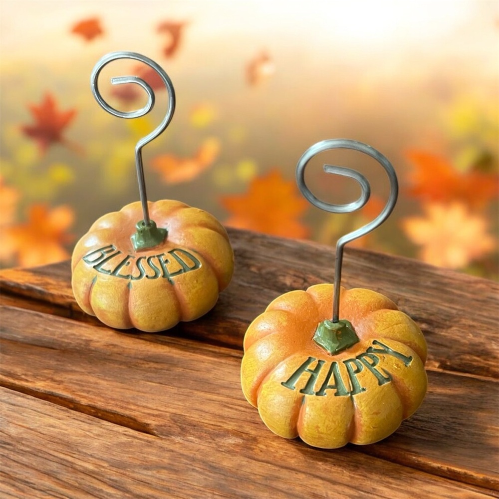 5/$25 Pumpkin Place Card/Photo Holders - Blessed & Happy